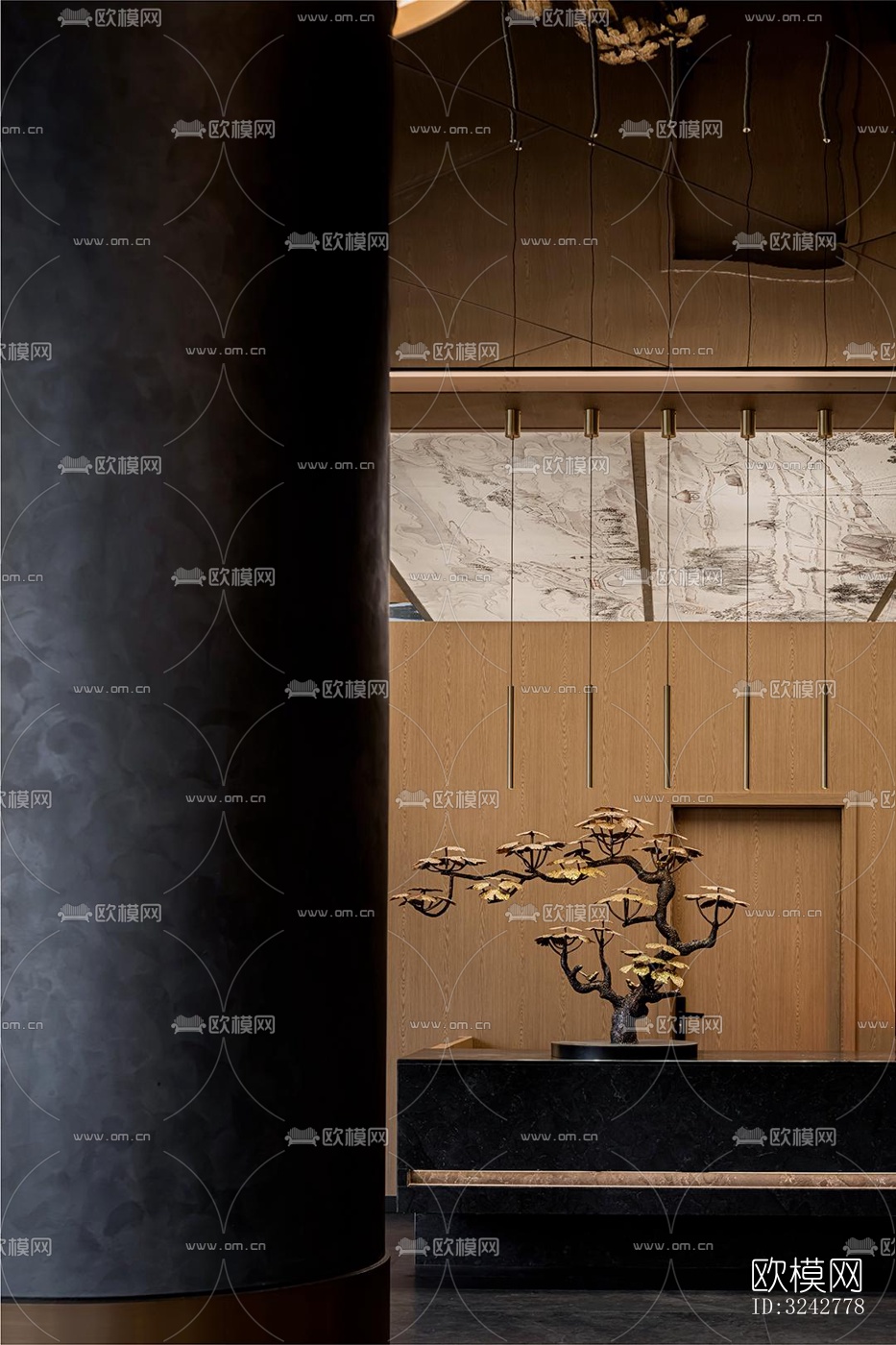 新中式中餐厅效果图下载（渲染图14）