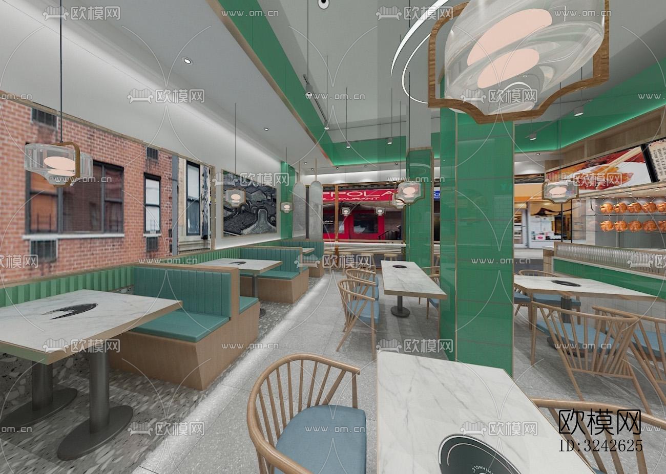 新中式中餐厅效果图下载（渲染图1）