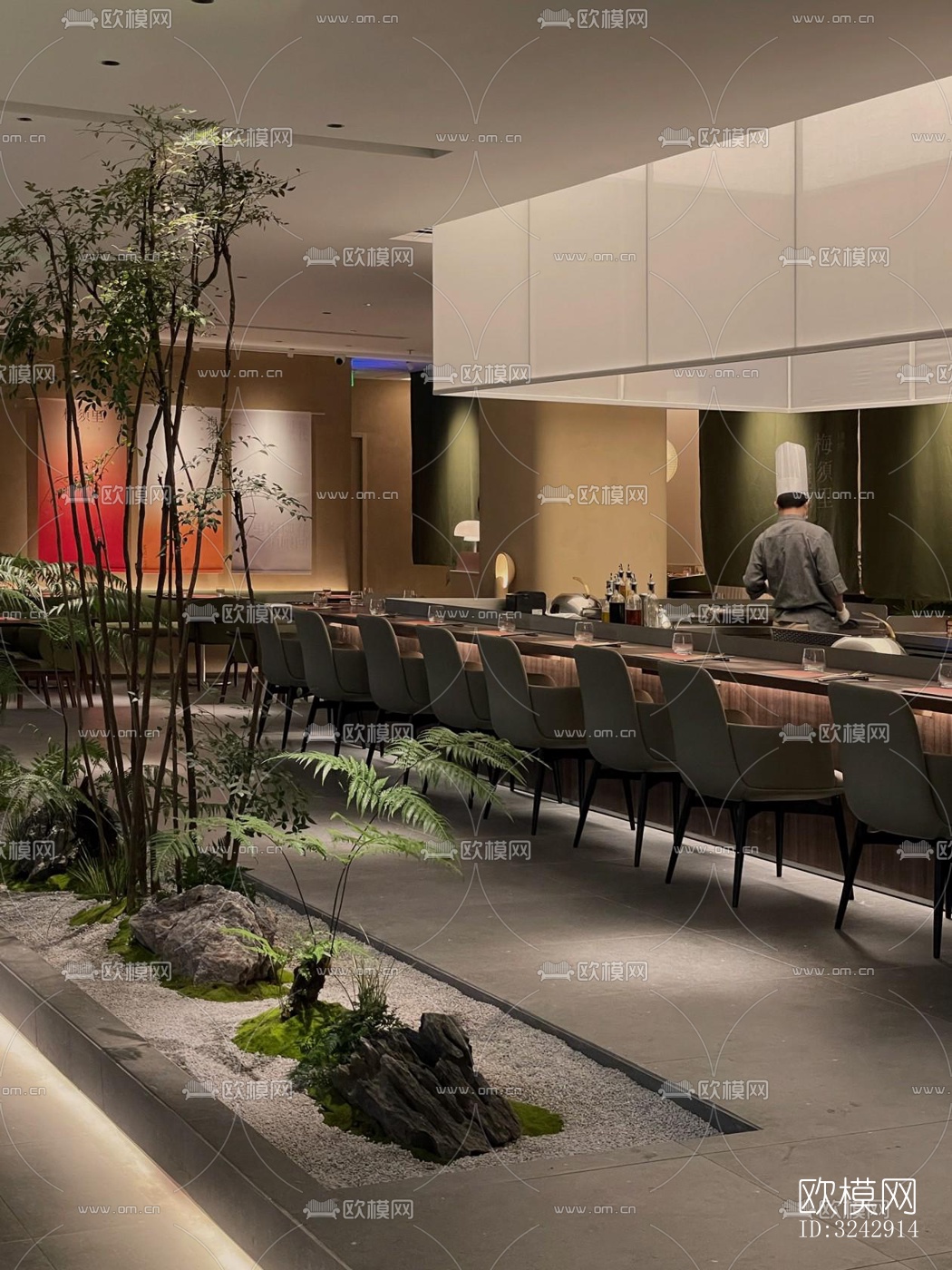 现代中餐厅效果图下载（渲染图2）