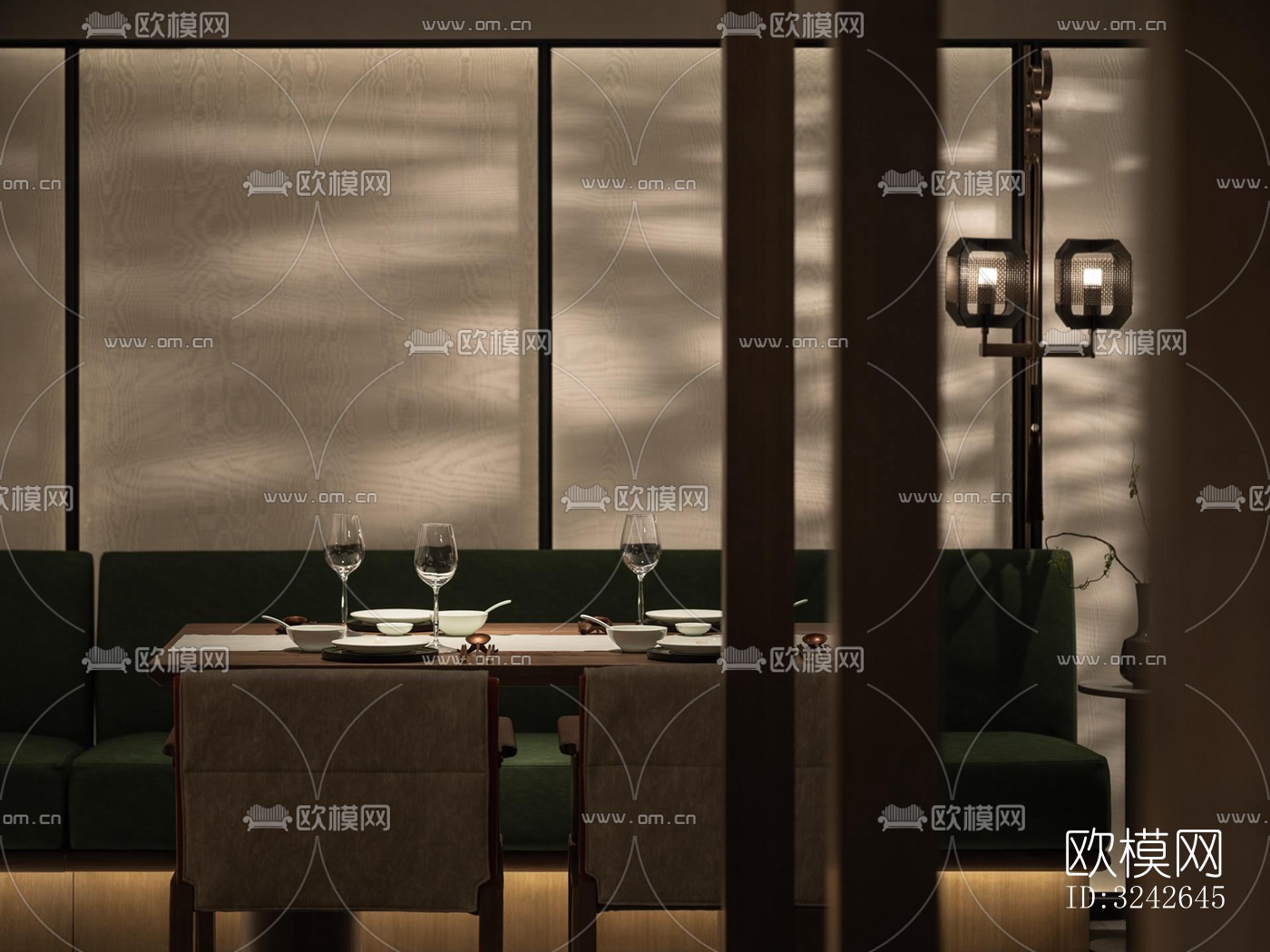 新中式中餐厅效果图下载（渲染图18）