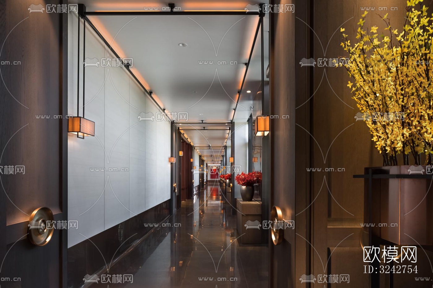 新中式中餐厅效果图下载（渲染图3）