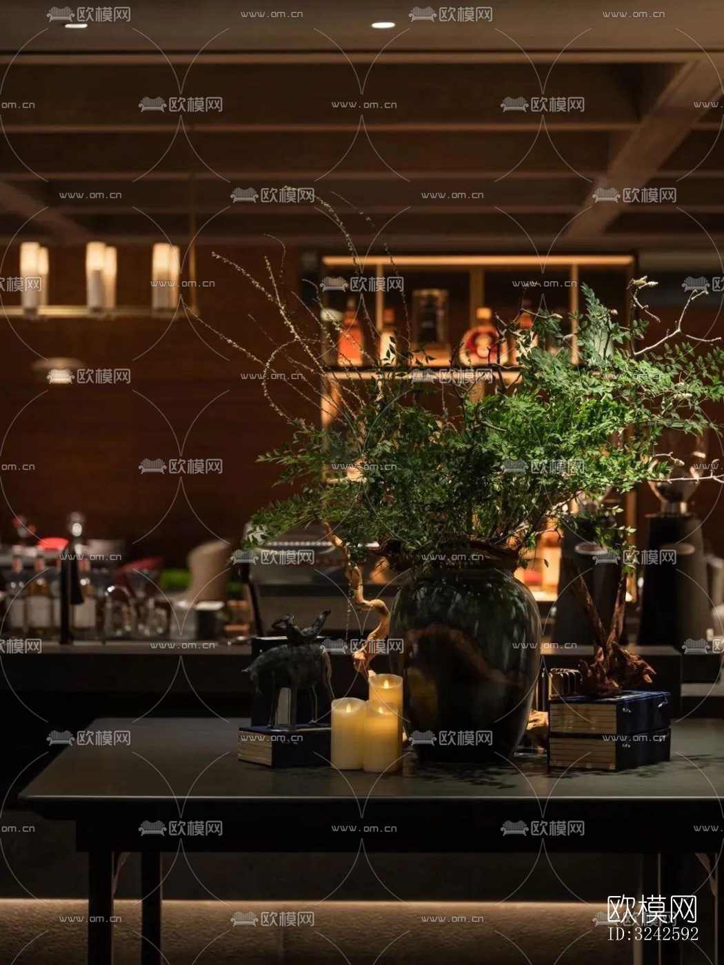 新中式中餐厅效果图下载（渲染图3）