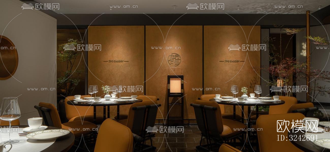 新中式中餐厅效果图下载（渲染图14）