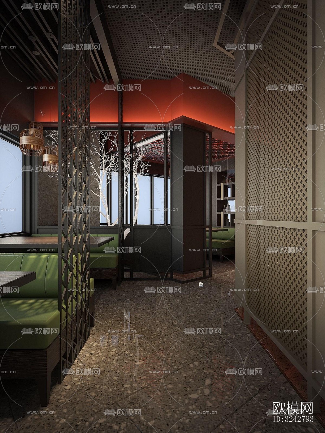 新中式中餐厅效果图下载（渲染图11）