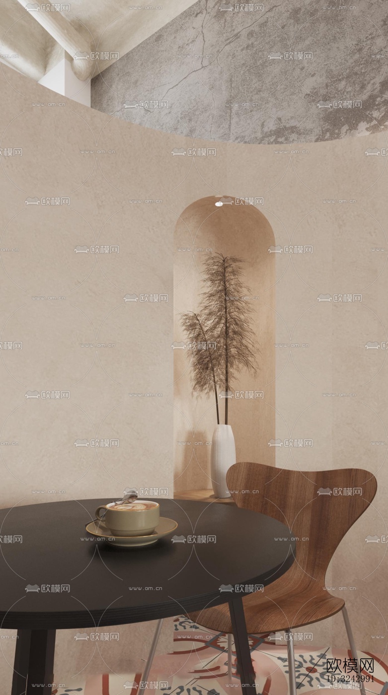 侘寂咖啡奶茶效果图下载（渲染图1）