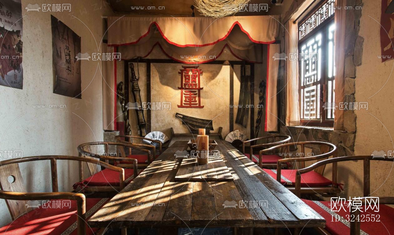 原木风中餐厅效果图下载（渲染图10）