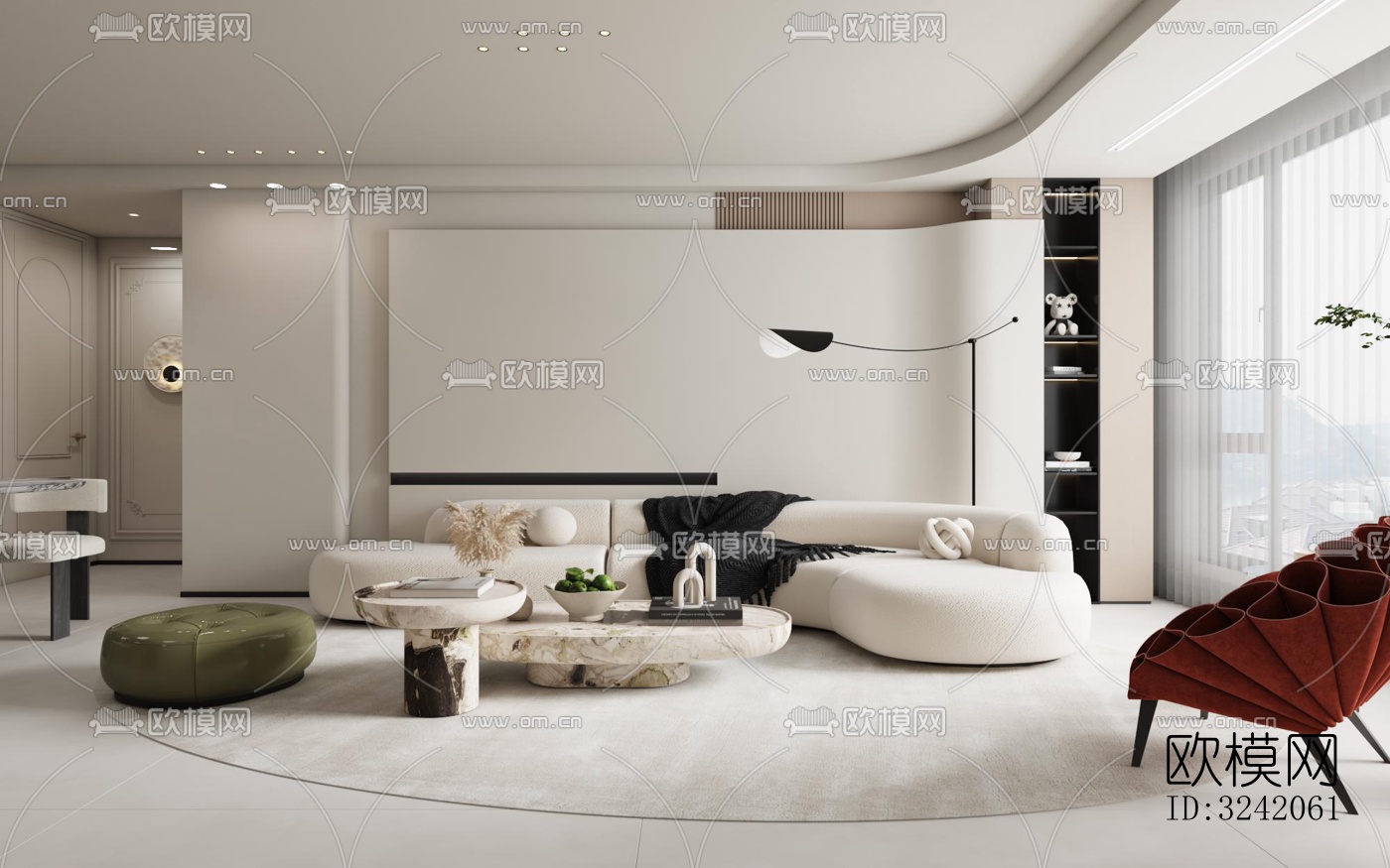 现代客厅效果图下载（渲染图2）