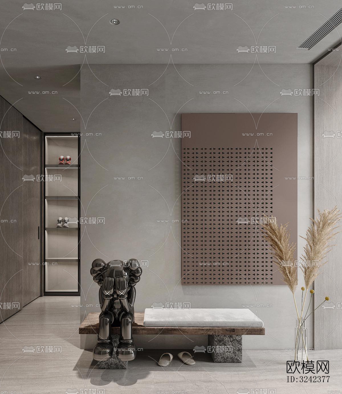 侘寂玄关过道效果图下载（渲染图2）