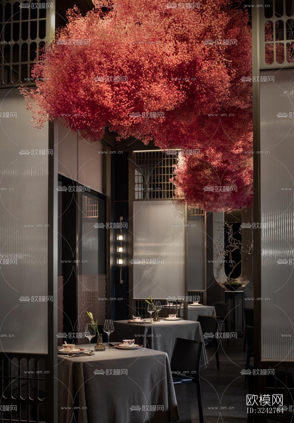 新中式中餐厅效果图下载（渲染图20）