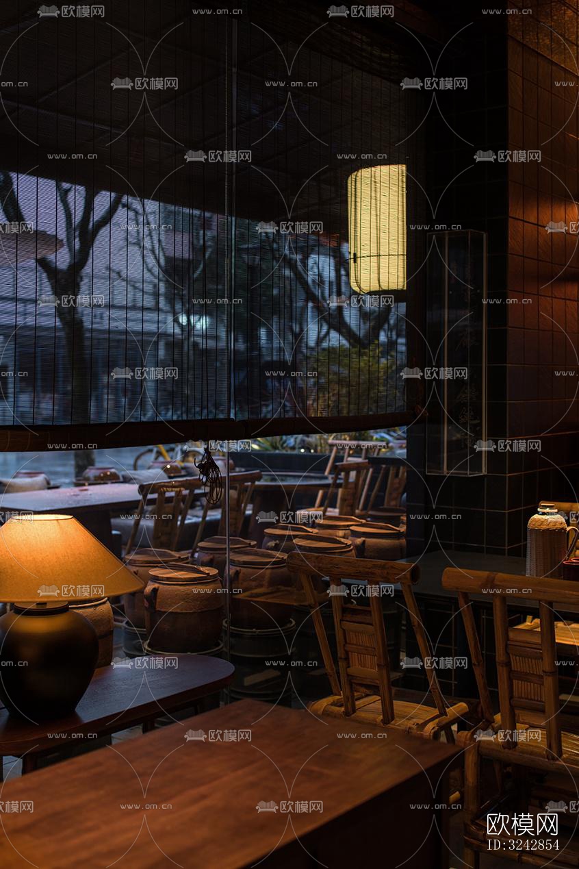 新中式中餐厅效果图下载（渲染图20）