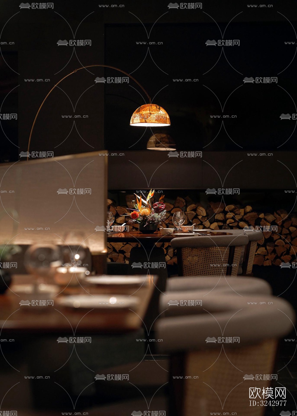 现代中餐厅效果图下载（渲染图1）