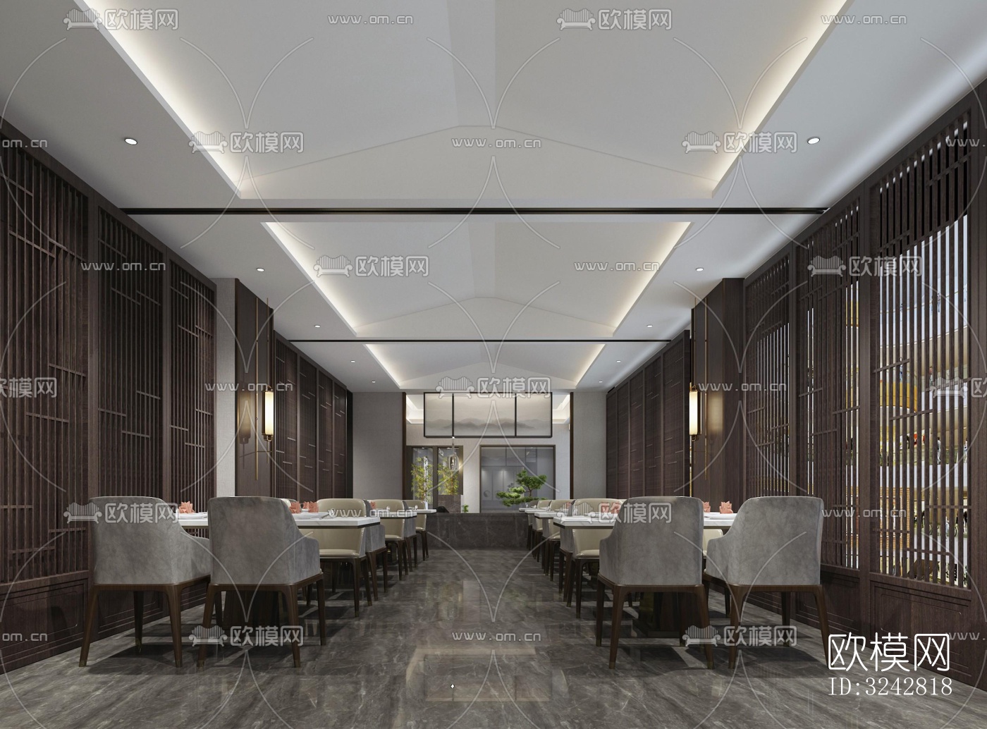 新中式中餐厅效果图下载（渲染图9）