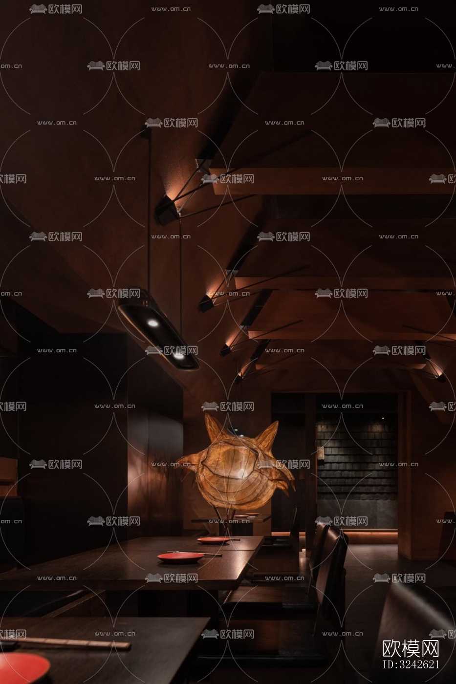 新中式中餐厅效果图下载（渲染图9）