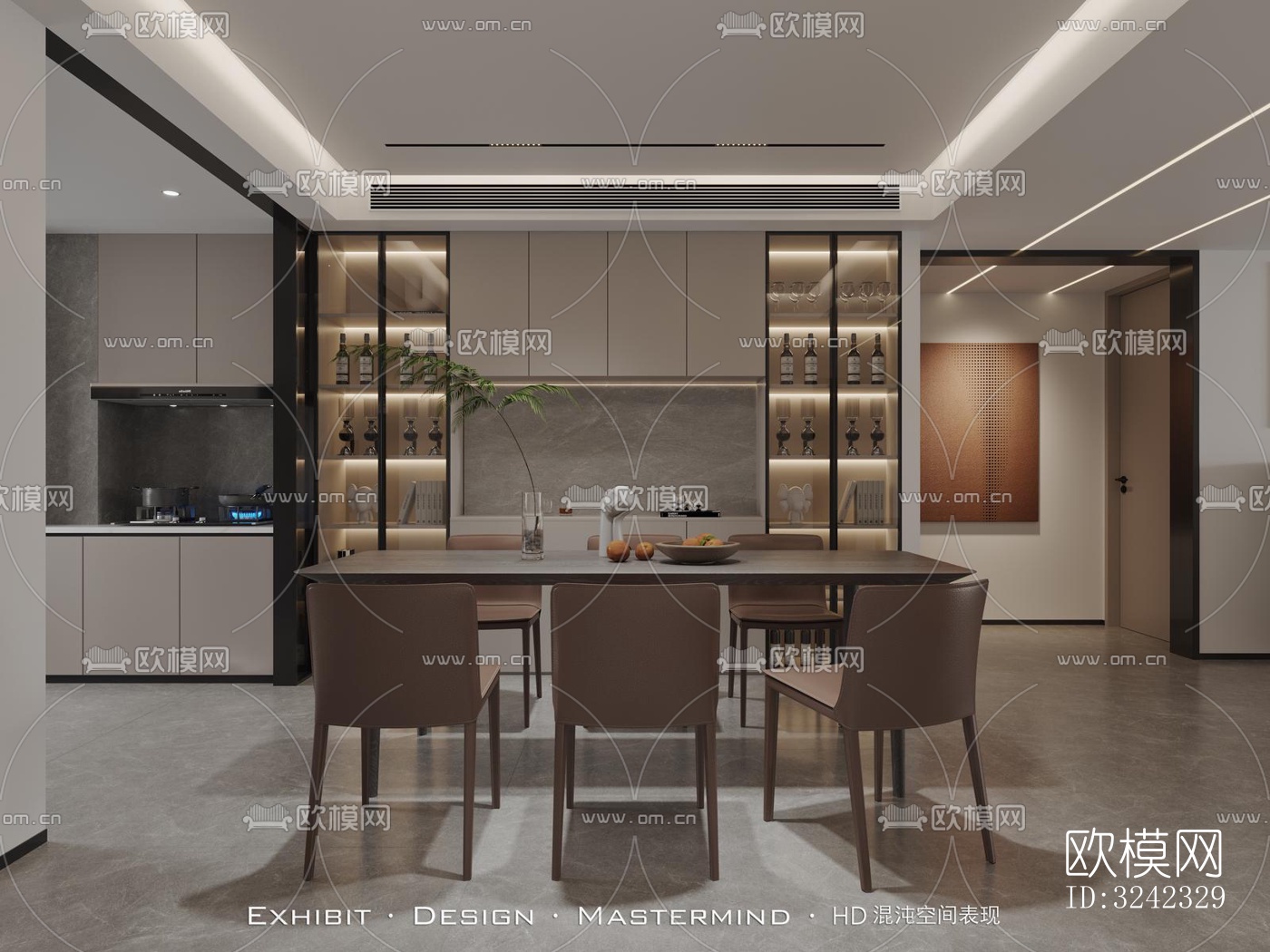 现代客餐厅效果图下载（渲染图6）
