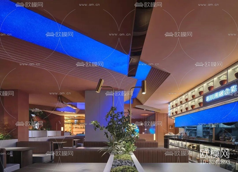 现代中餐厅效果图下载(渲染图16)