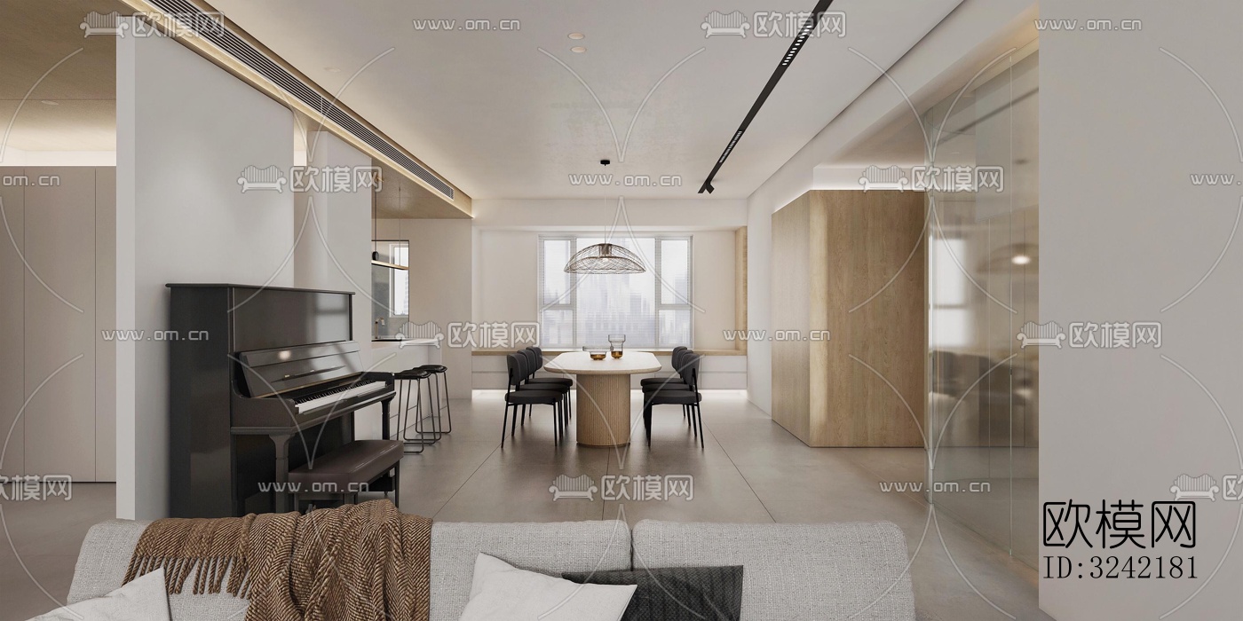 现代客餐厅效果图下载（渲染图7）