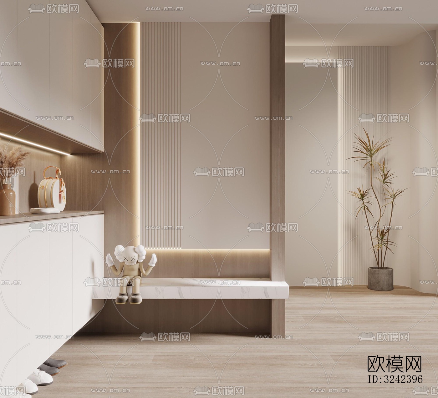 现代玄关过道效果图下载（渲染图1）