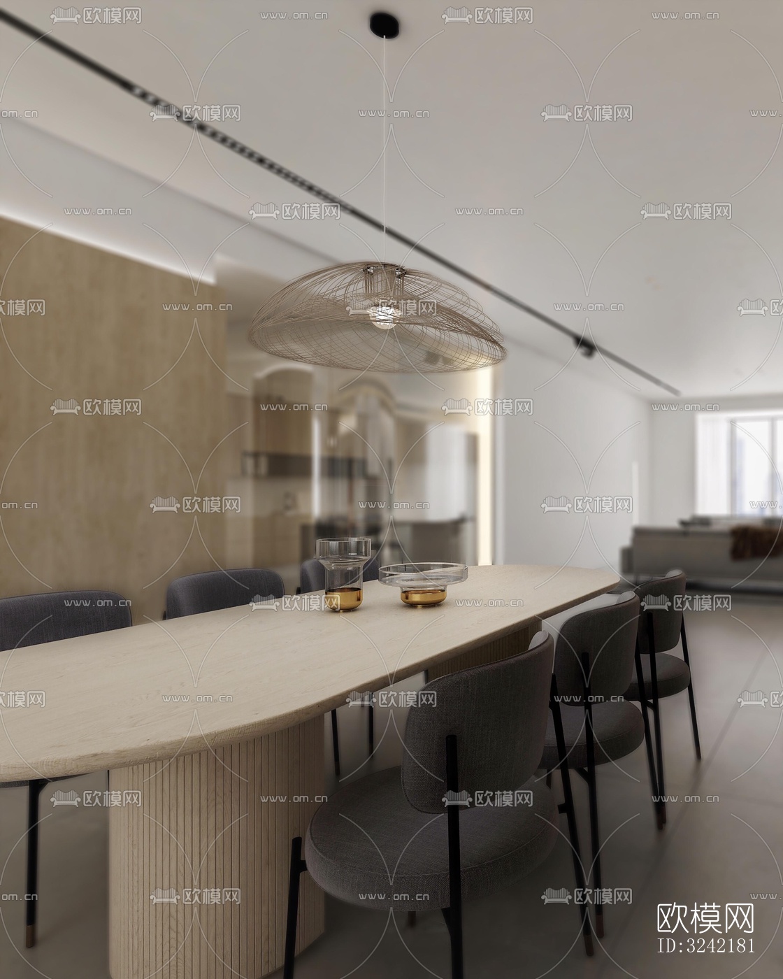 现代客餐厅效果图下载（渲染图5）