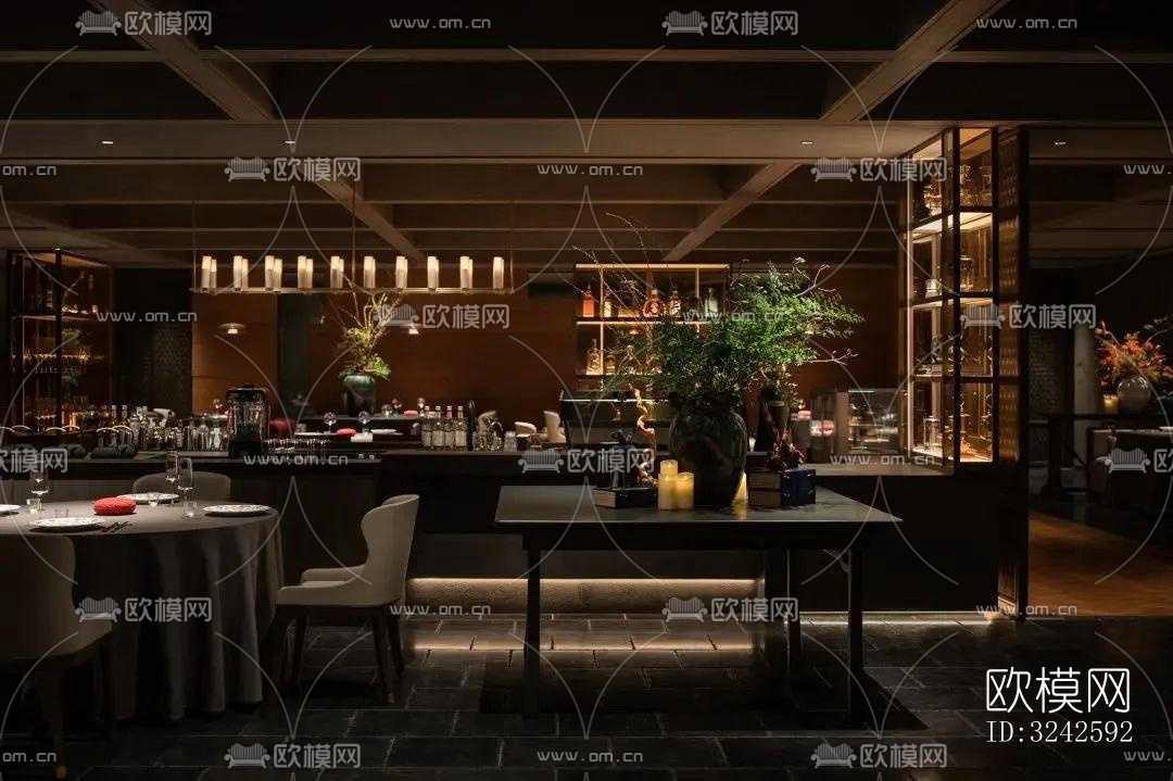 新中式中餐厅效果图下载（渲染图13）