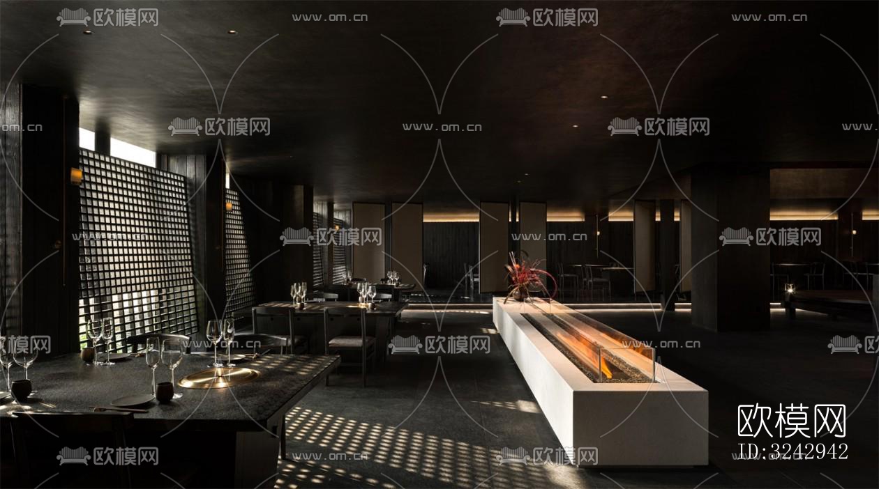 现代中餐厅效果图下载（渲染图2）