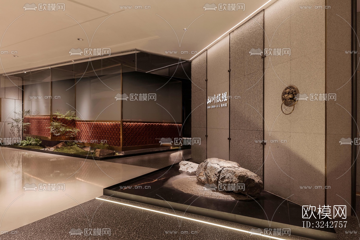 新中式中餐厅效果图下载（渲染图14）