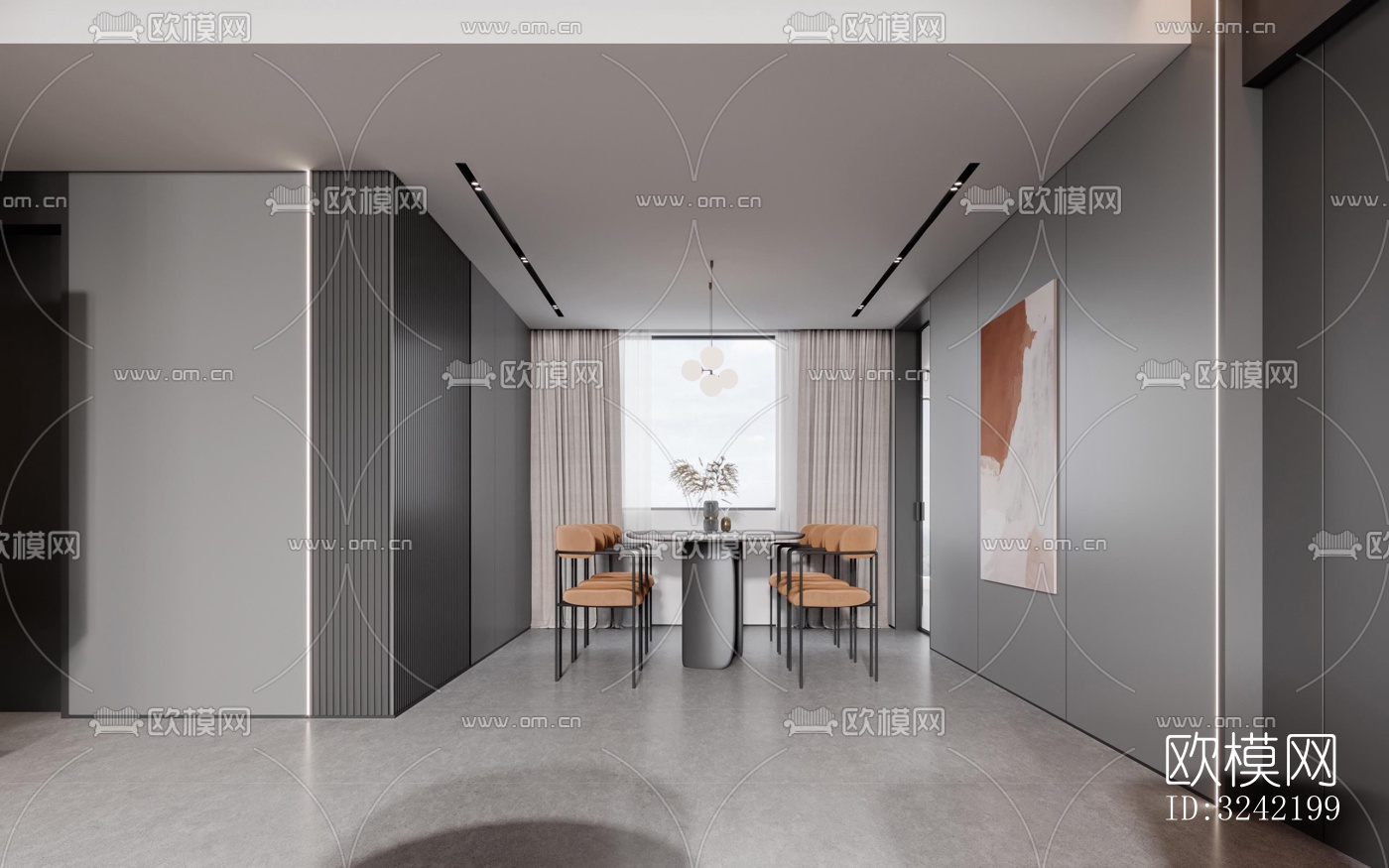 现代客餐厅效果图下载（渲染图3）