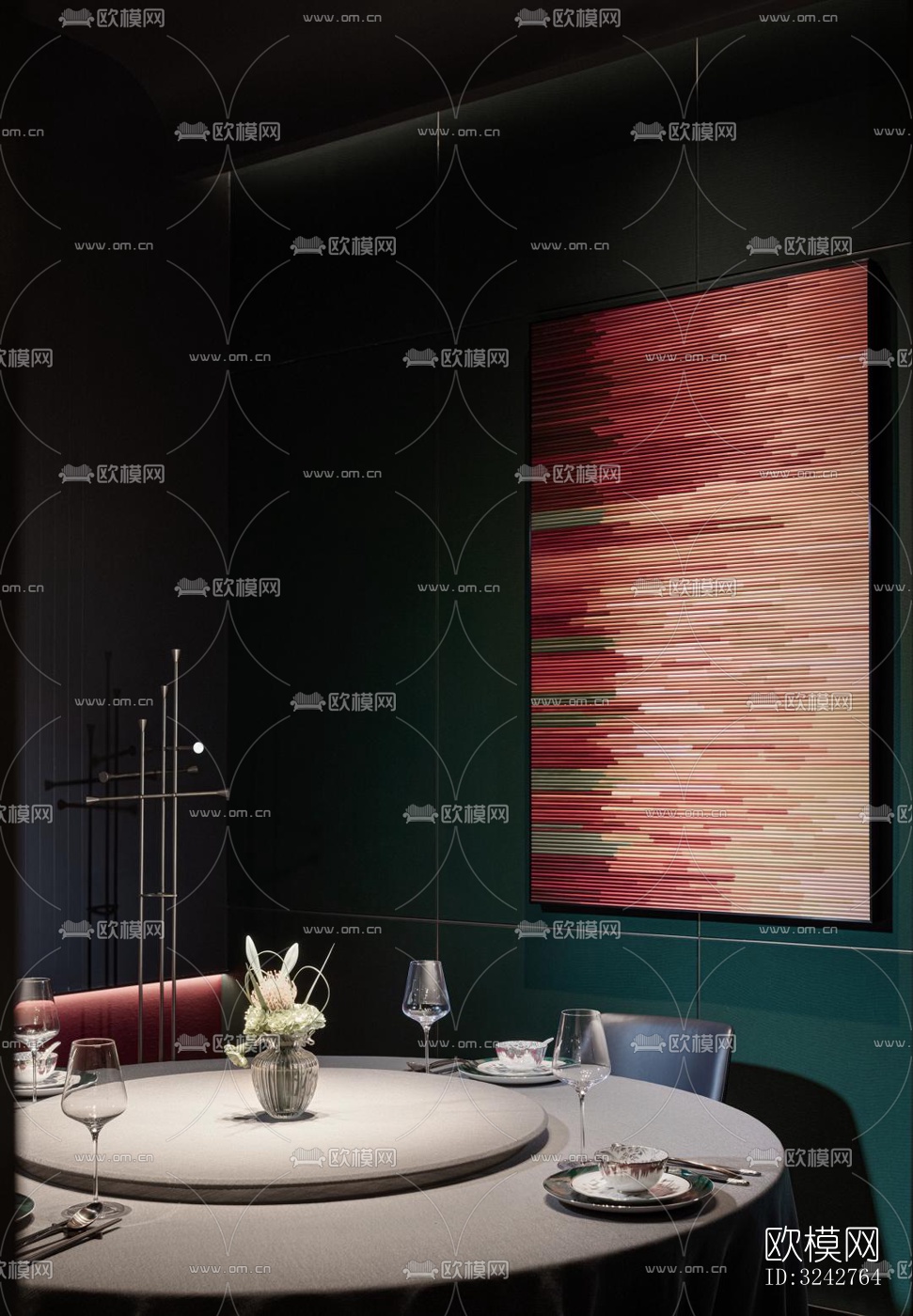 新中式中餐厅效果图下载（渲染图9）