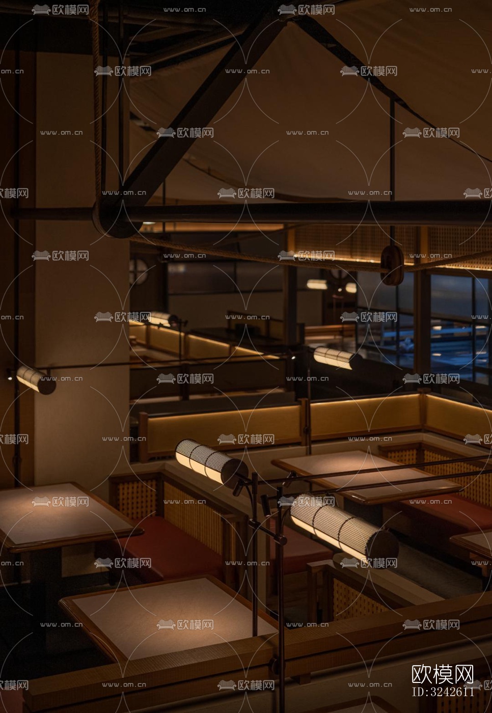 新中式中餐厅效果图下载（渲染图9）