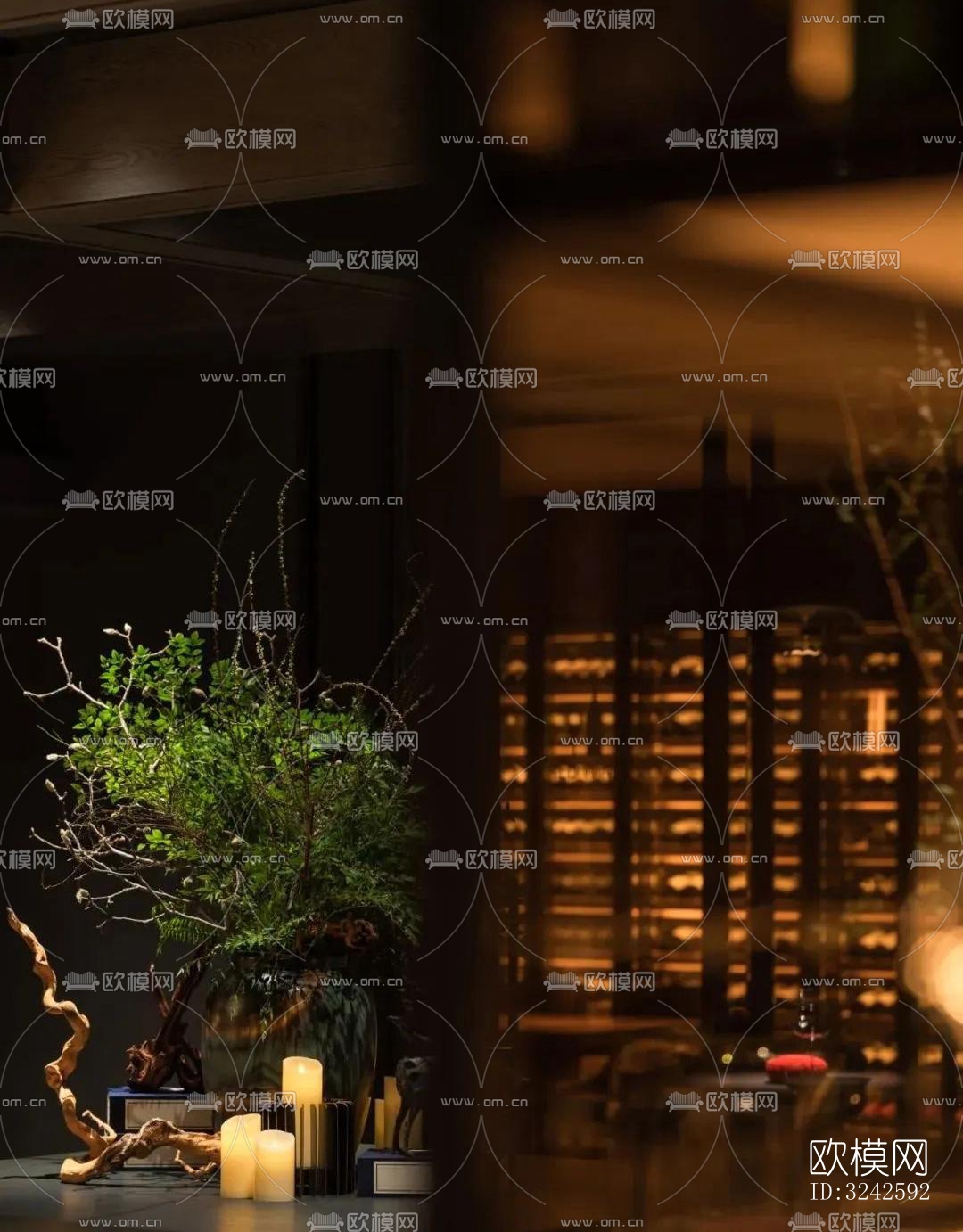 新中式中餐厅效果图下载（渲染图4）