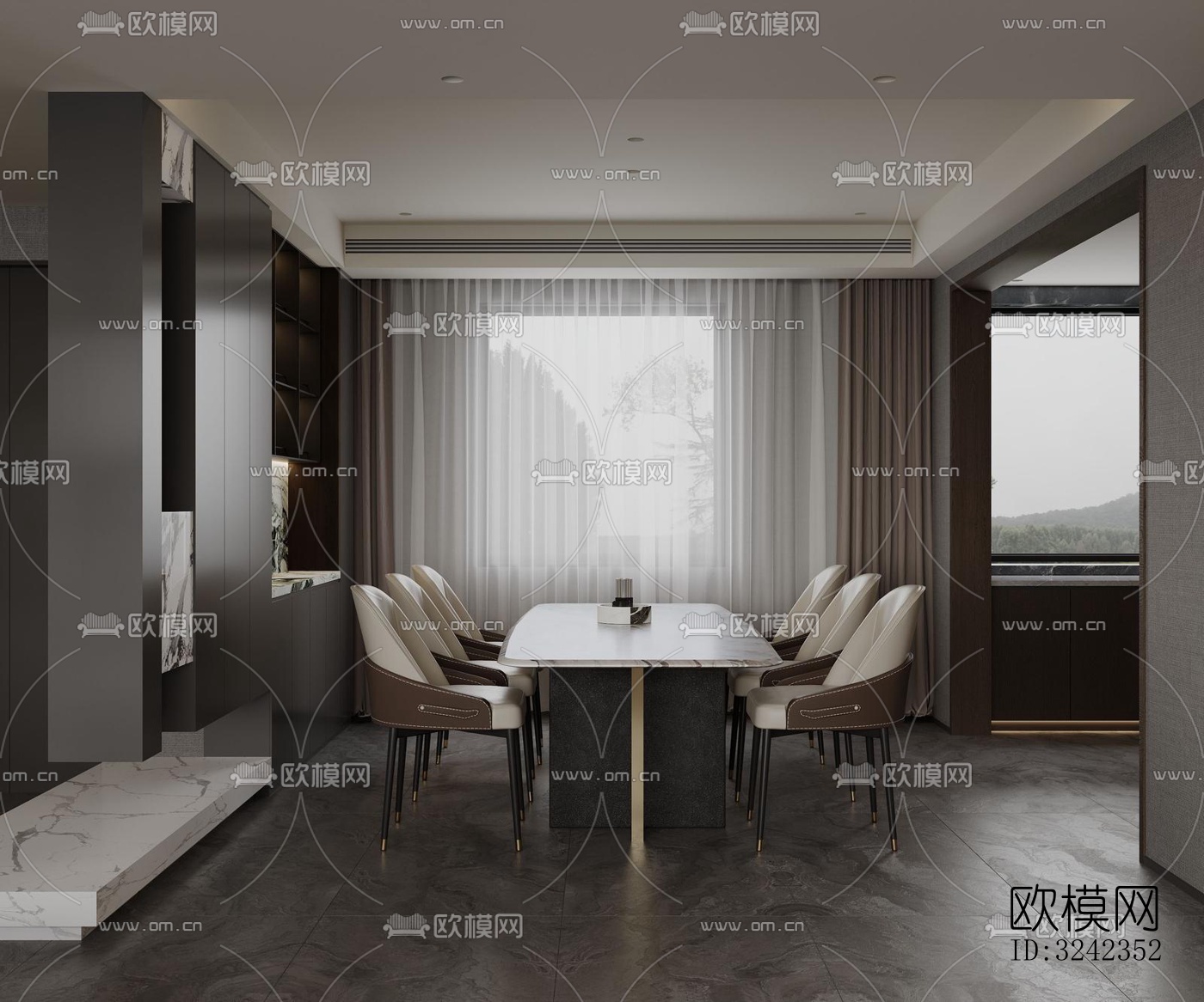 现代客餐厅效果图下载（渲染图4）