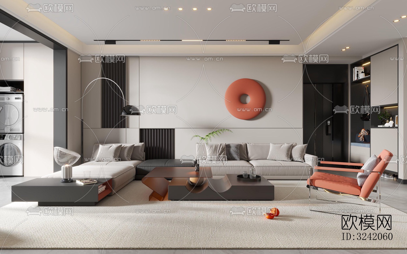 现代客厅效果图下载（渲染图2）