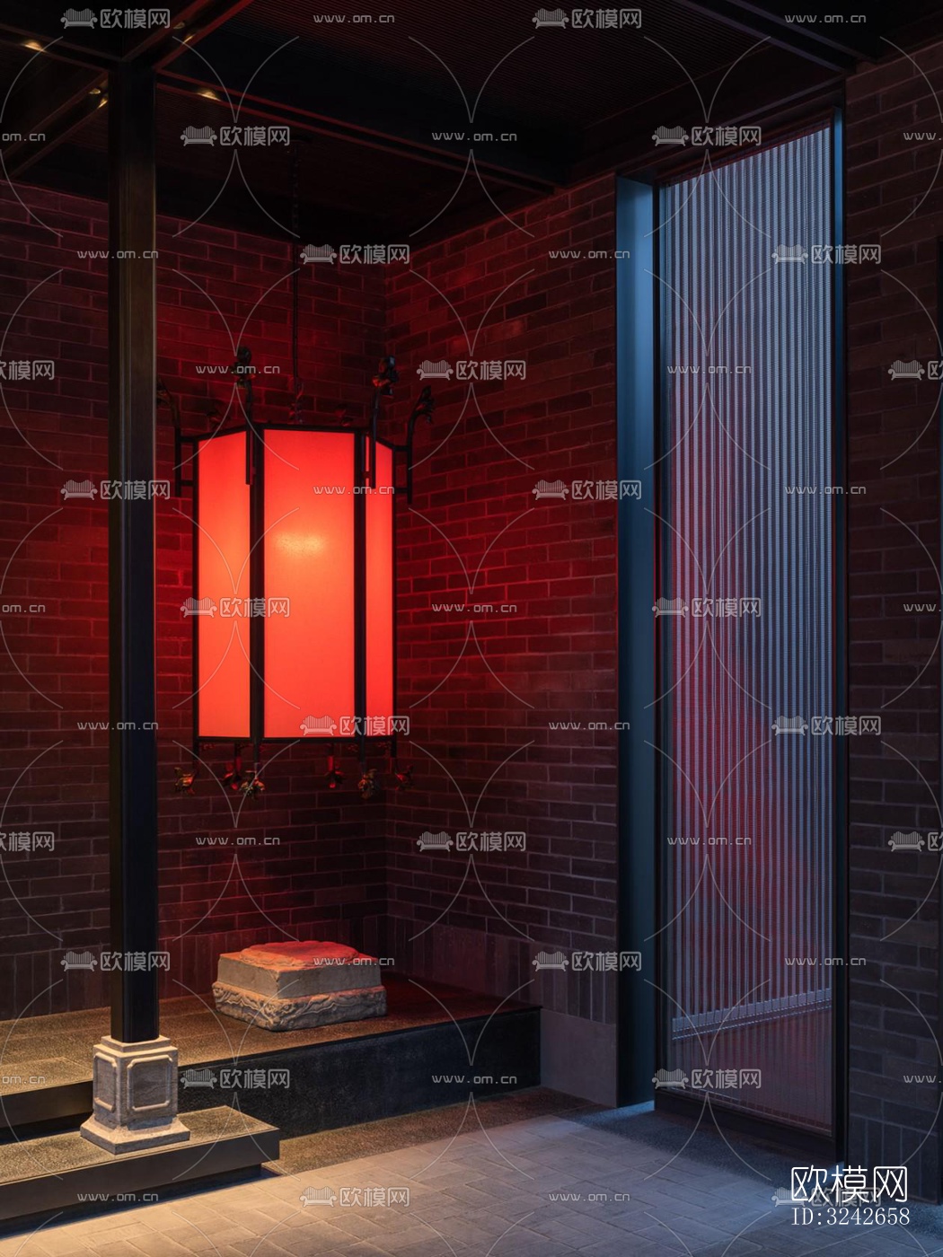 新中式中餐厅效果图下载（渲染图12）