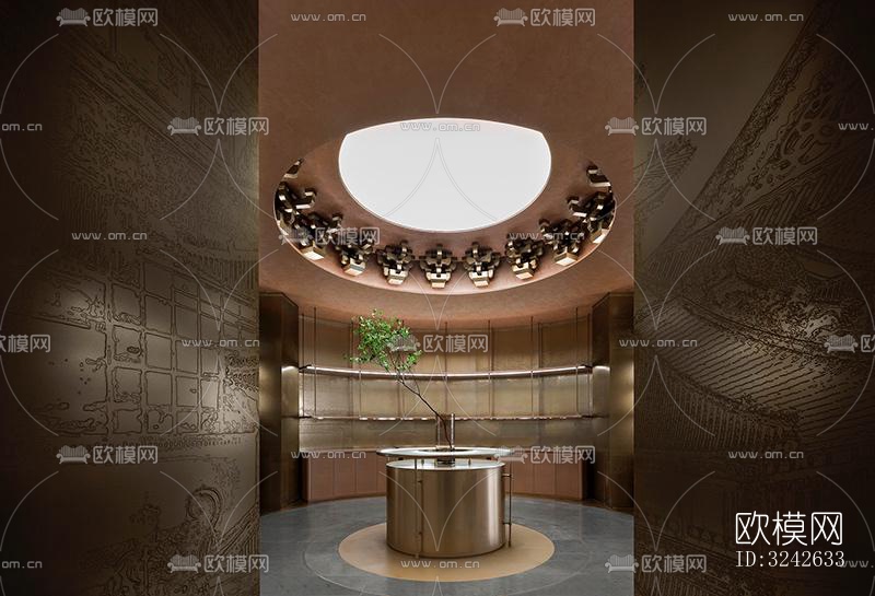 新中式中餐厅效果图下载（渲染图6）