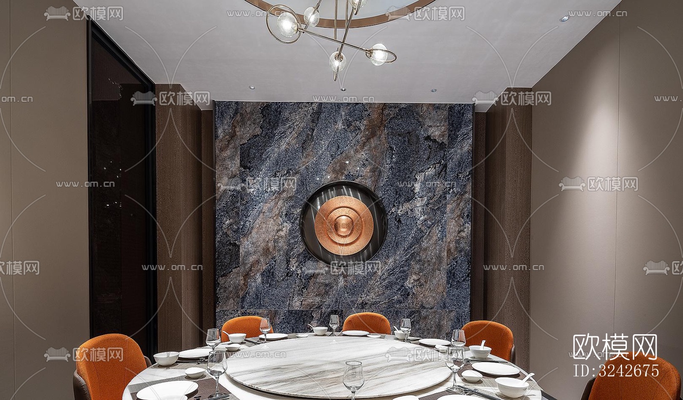 新中式中餐厅效果图下载（渲染图3）