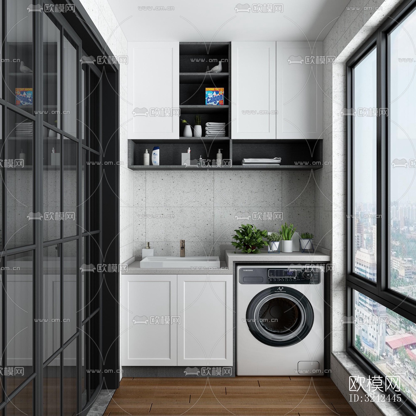 现代阳台花园效果图下载（渲染图1）