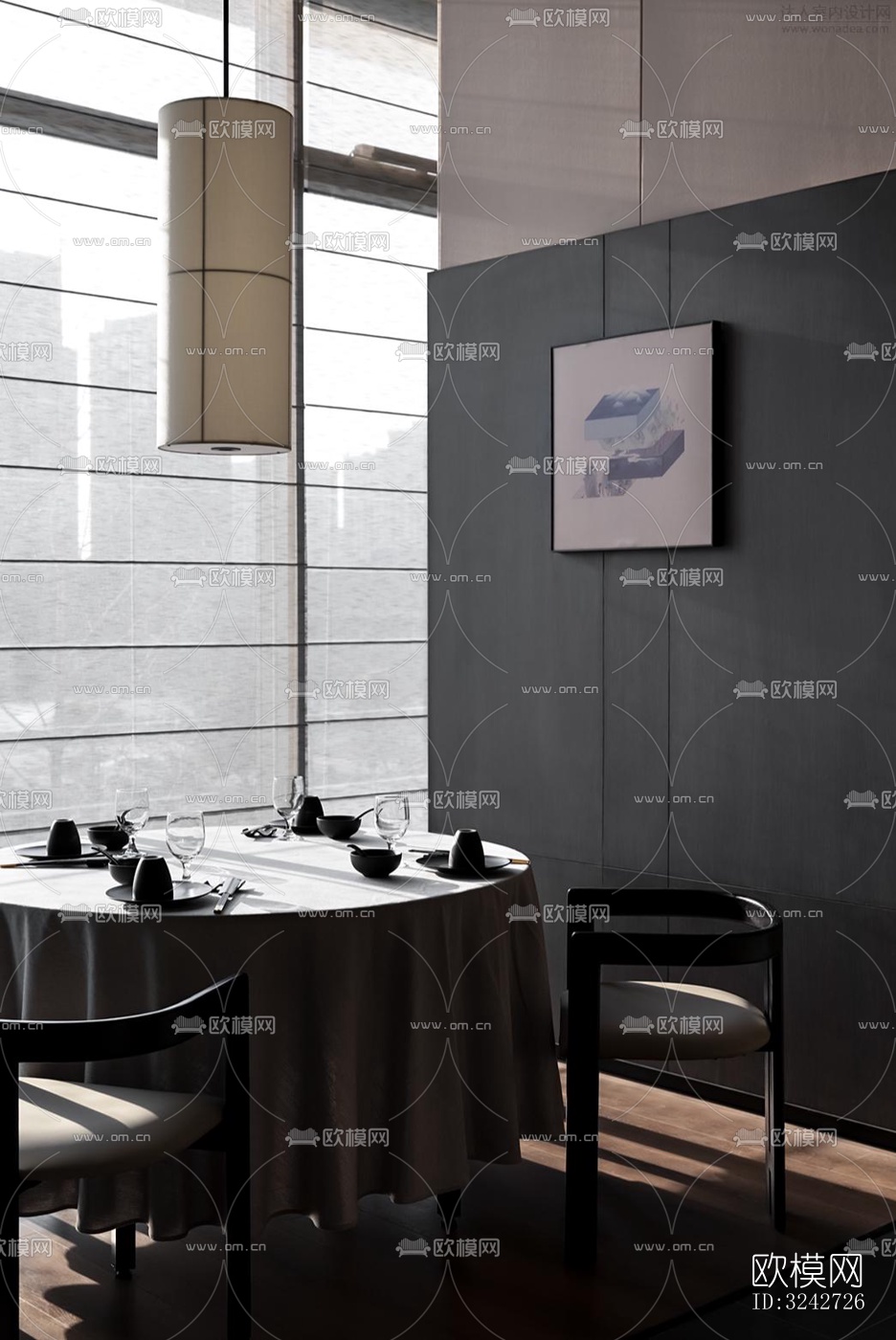 新中式中餐厅效果图下载（渲染图4）