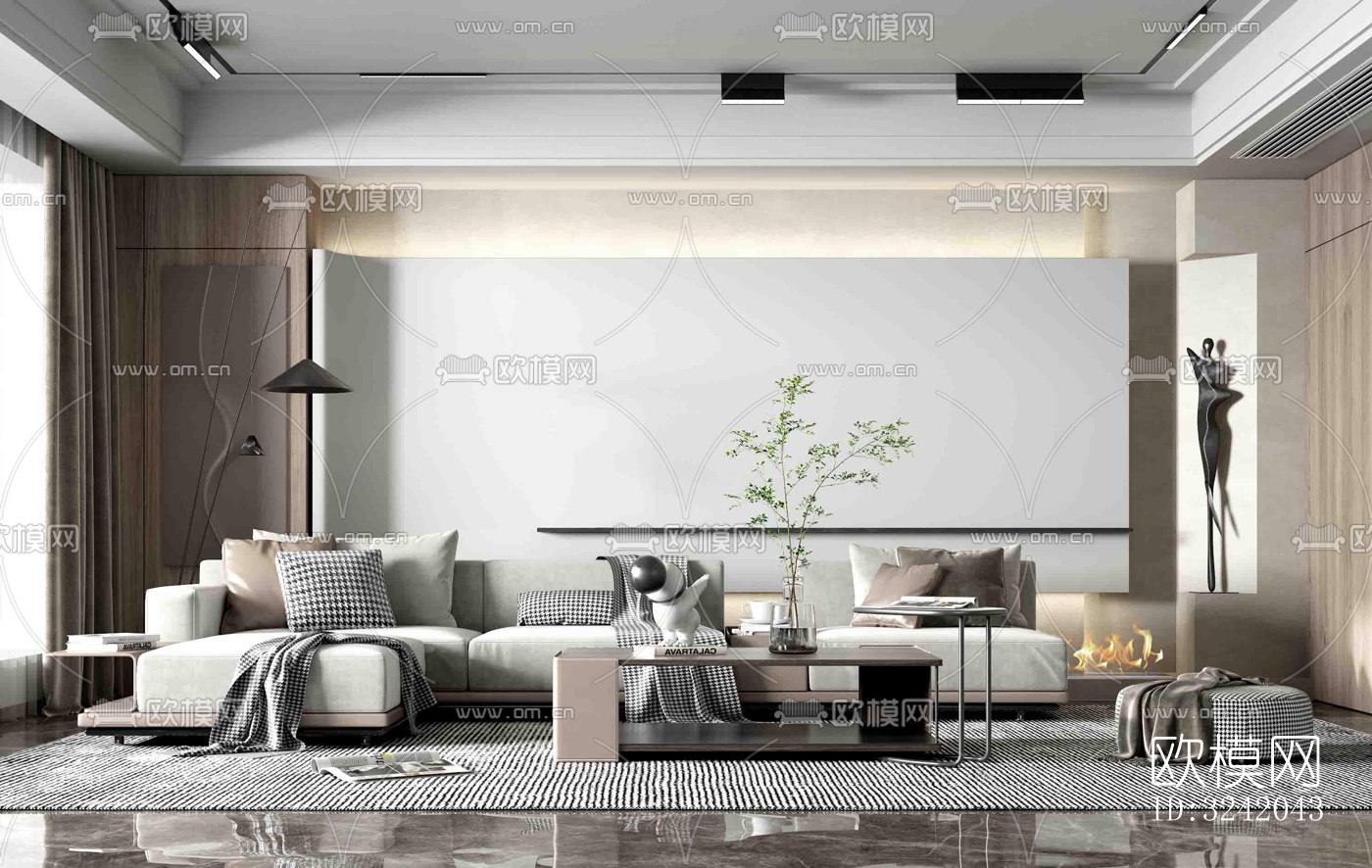 现代客厅效果图下载（渲染图3）