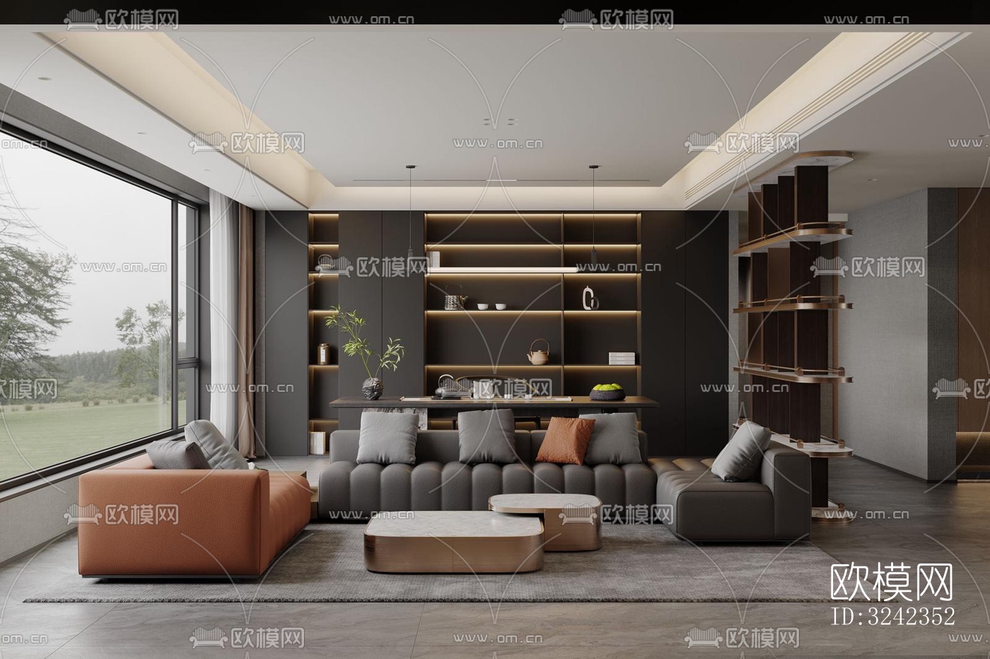 现代客餐厅效果图下载（渲染图6）