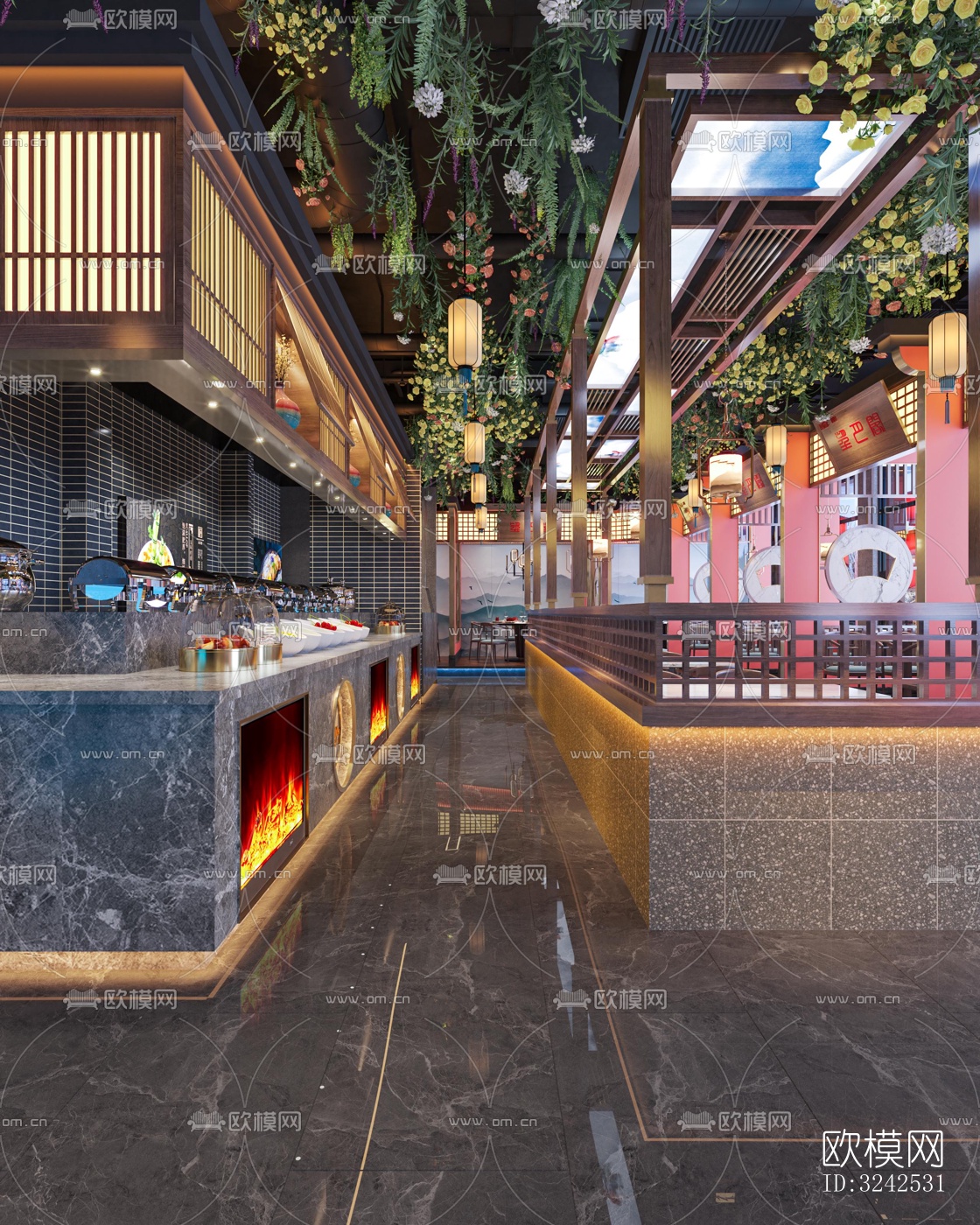 中式中餐厅效果图下载（渲染图5）