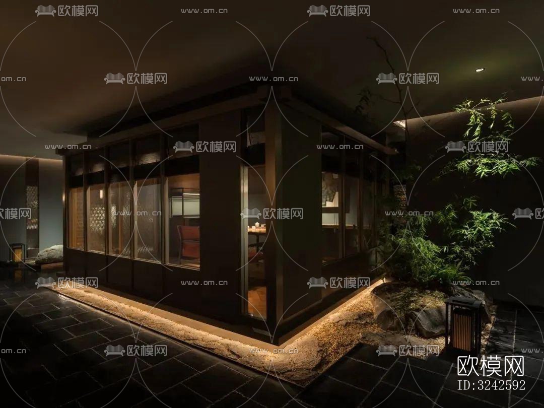 新中式中餐厅效果图下载（渲染图8）