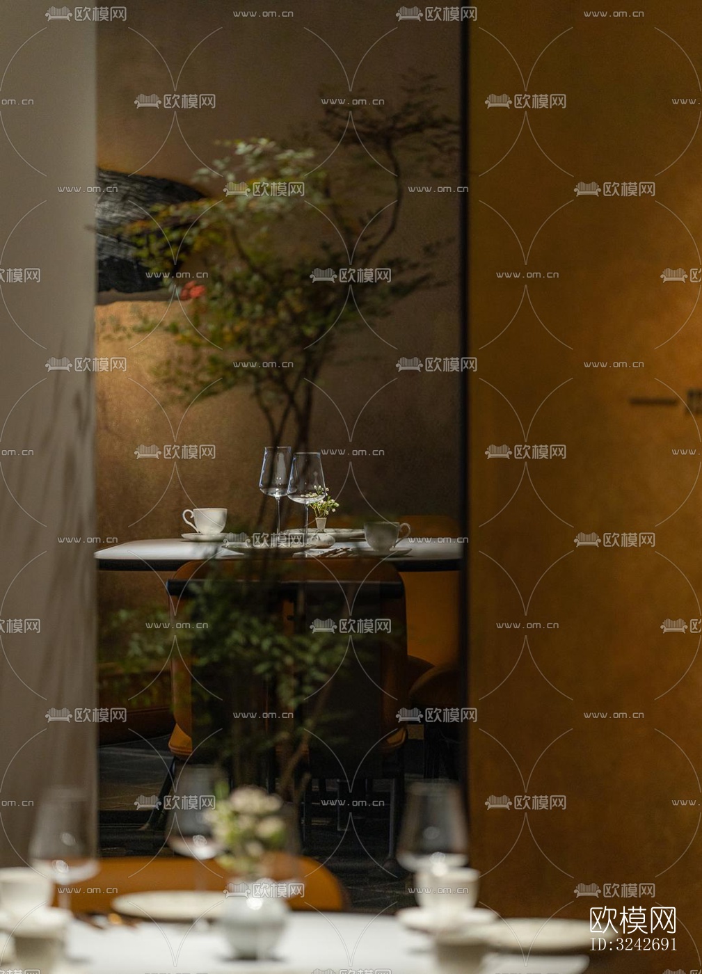 新中式中餐厅效果图下载（渲染图3）