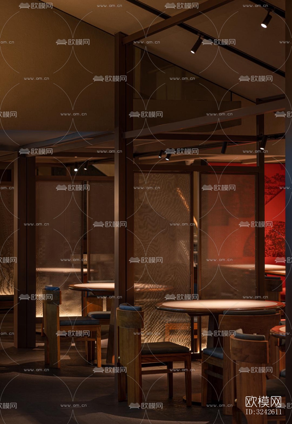 新中式中餐厅效果图下载（渲染图12）