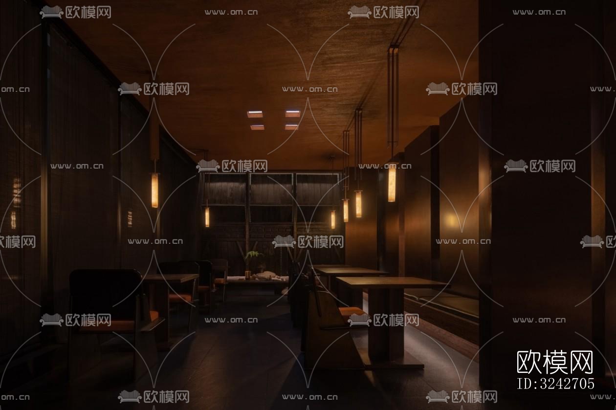 新中式中餐厅效果图下载（渲染图2）