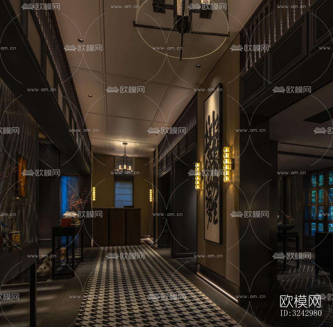 美式中餐厅效果图下载（渲染图2）