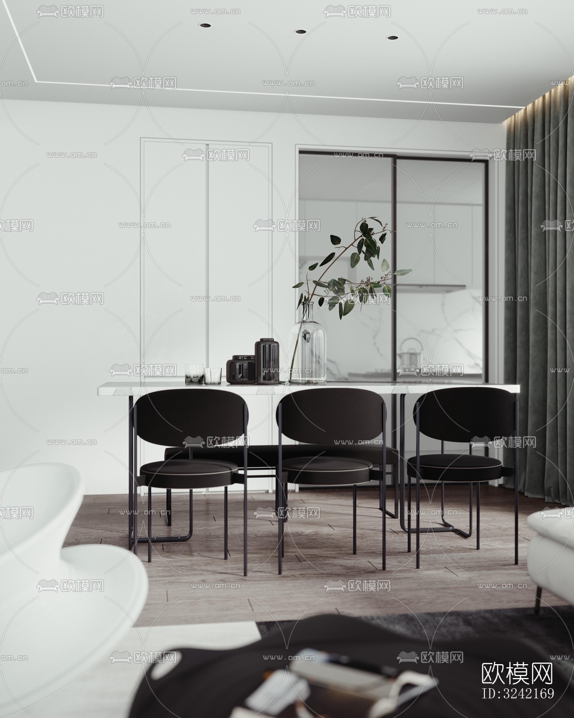 现代客餐厅效果图下载（渲染图4）