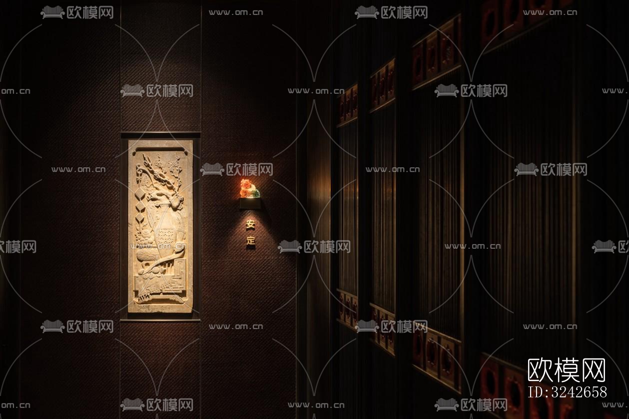 新中式中餐厅效果图下载（渲染图3）