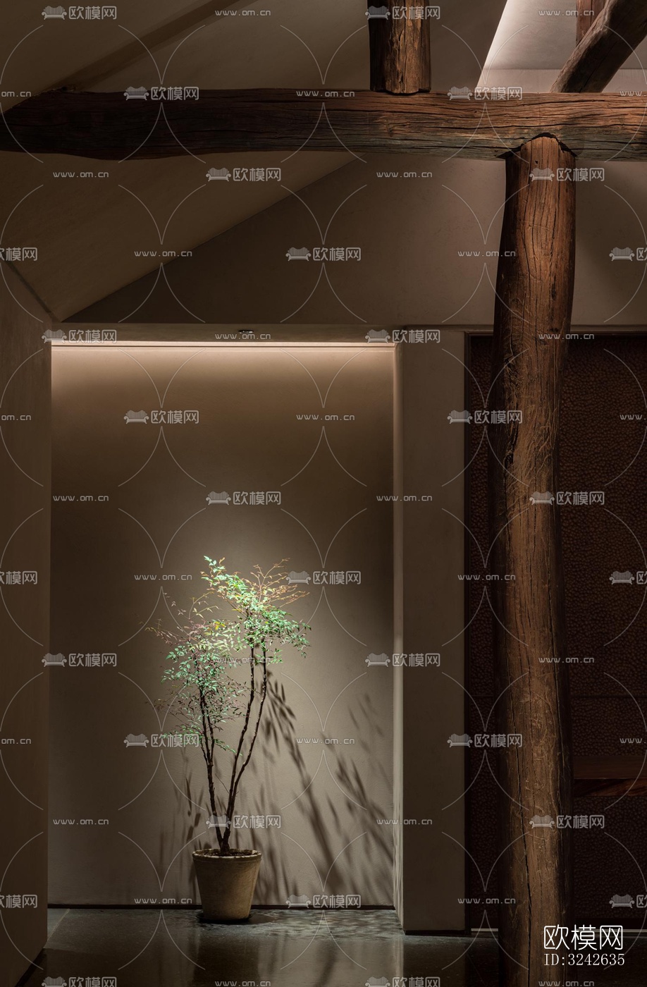 新中式中餐厅效果图下载（渲染图14）