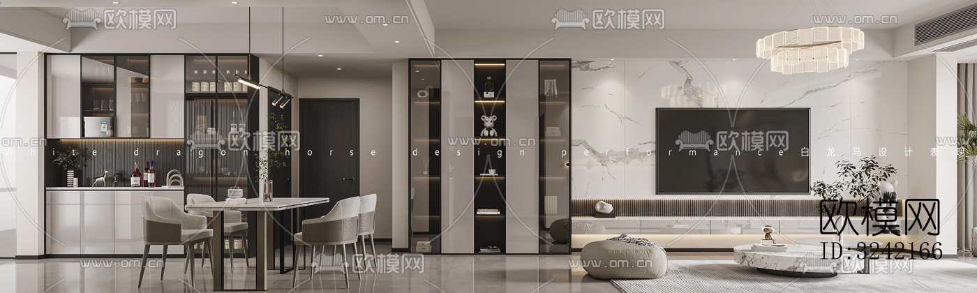 现代客餐厅效果图下载（渲染图2）