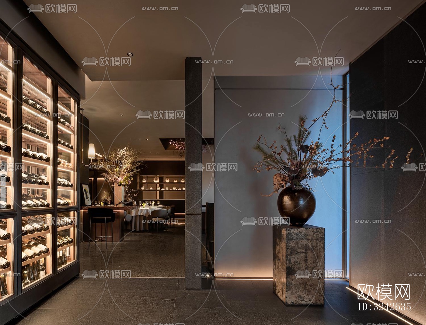 新中式中餐厅效果图下载（渲染图8）