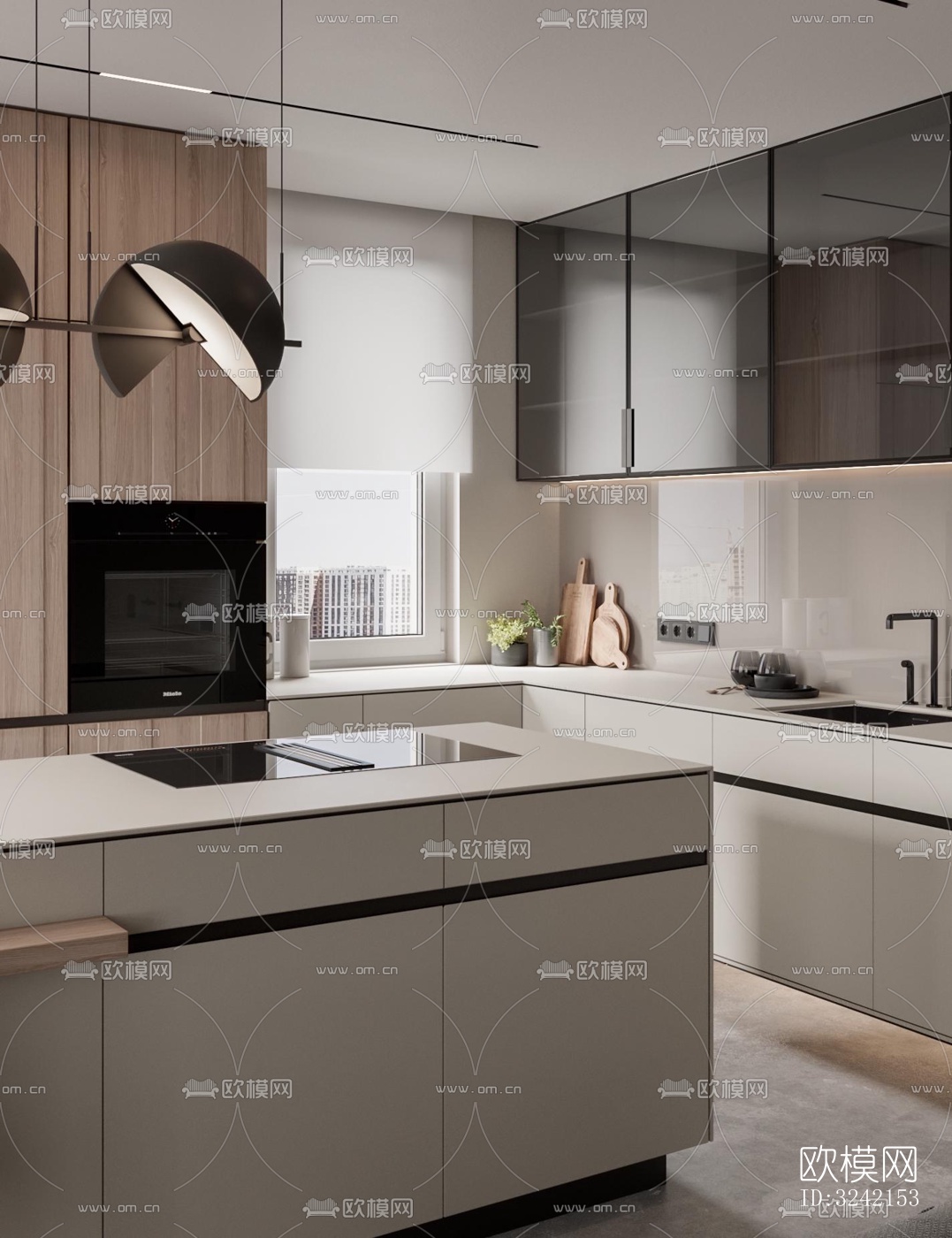 现代客餐厅效果图下载（渲染图9）